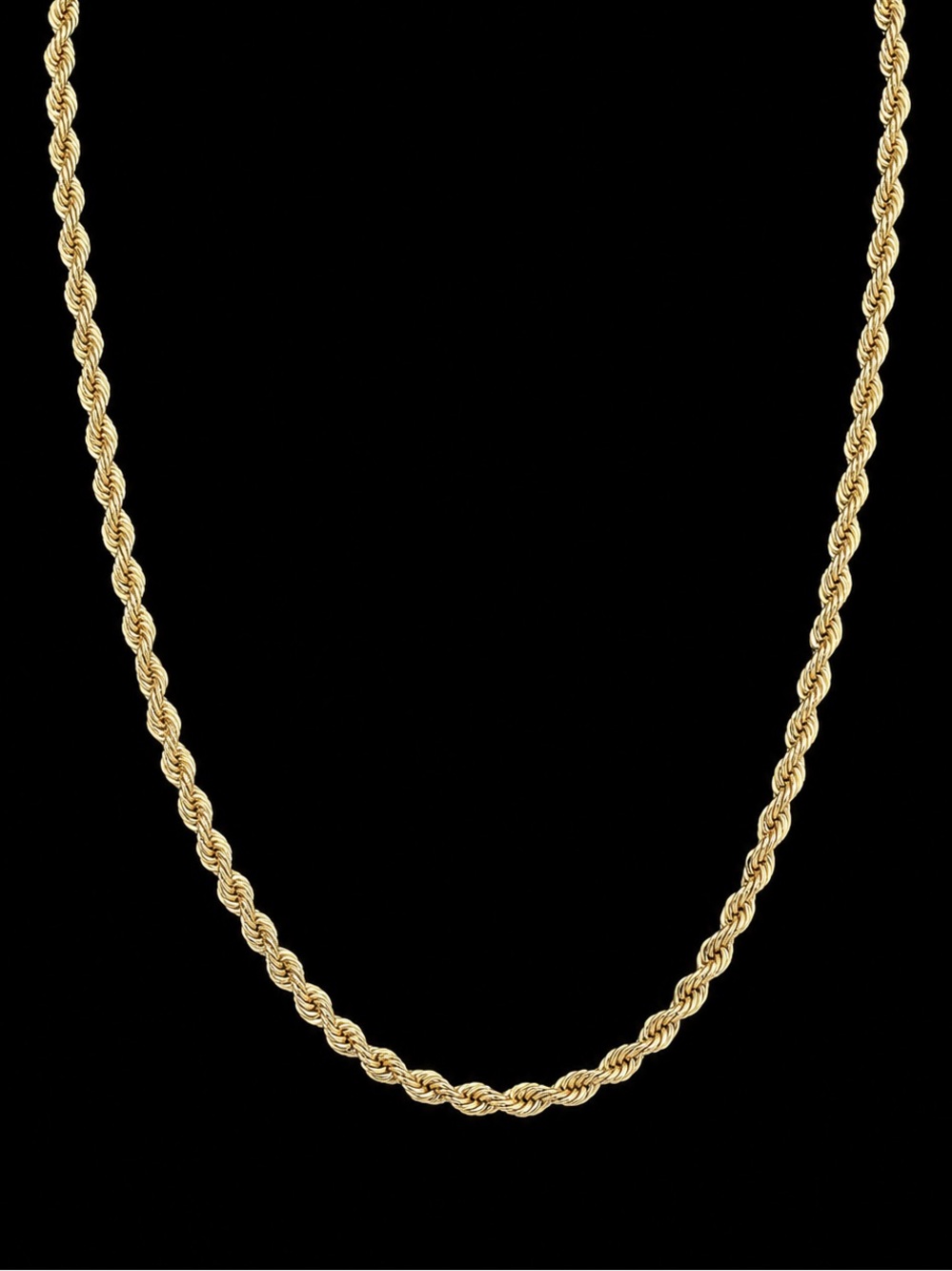 Vintage Gold Tone Rope Chain Necklace 39” Long Unisex No Clasp men or women